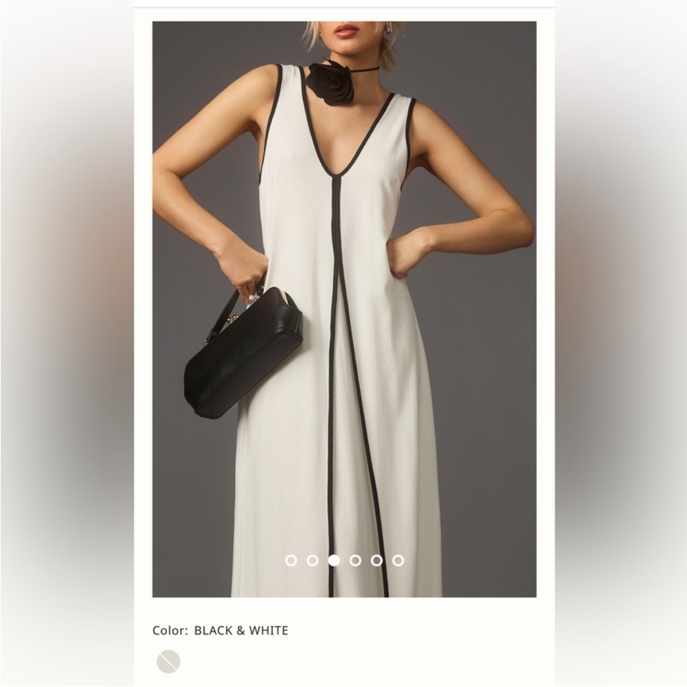 Anthropologie White Dress with Black Accents - Picture 2 of 6